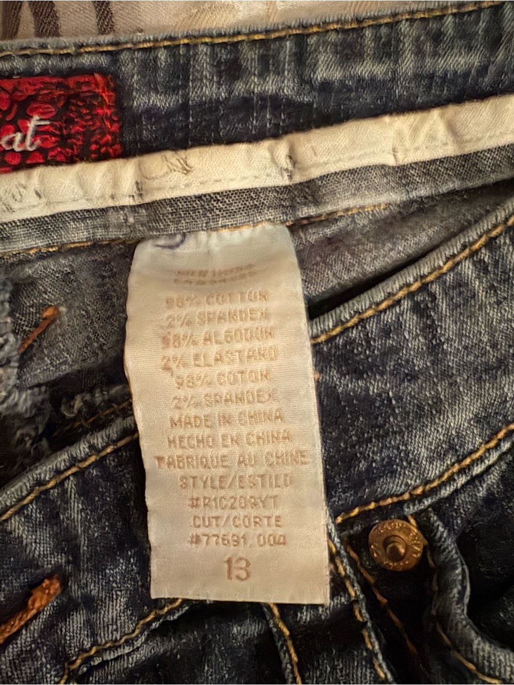 Baby Phat Boot Cut Jeans in Distressed Blue Denim